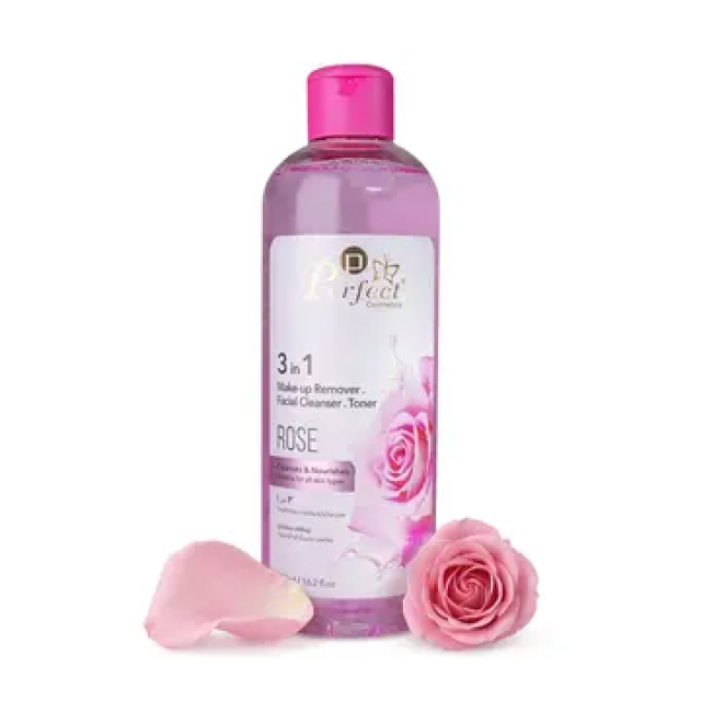 Perfect 3 in 1 Make-up Remover, Facial Cleanser, and Toner | With Rose | 480 ml